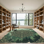 Forest Green Ornate Mandala Rug