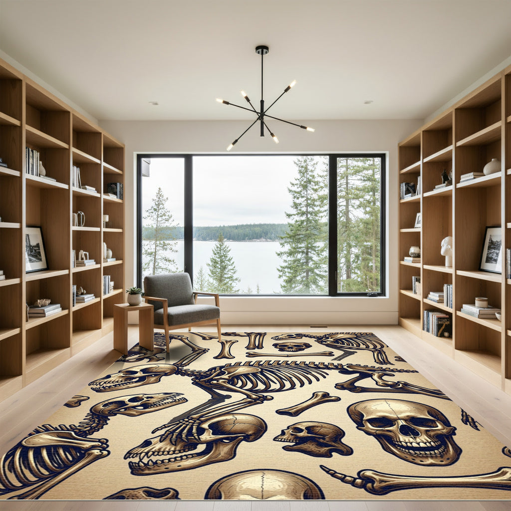 Antique Bone Anatomy Fossil Illustration Rug