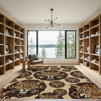 Majestic Leopard Mandala Brown Rug