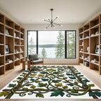 Botanical Trellis Intertwining Green Leaf Rug