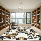 Playful Brown and Black Puppy Patchwork Rug