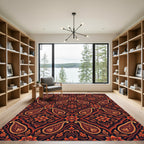 Ornate Copper Paisley Floral Medallion Rug