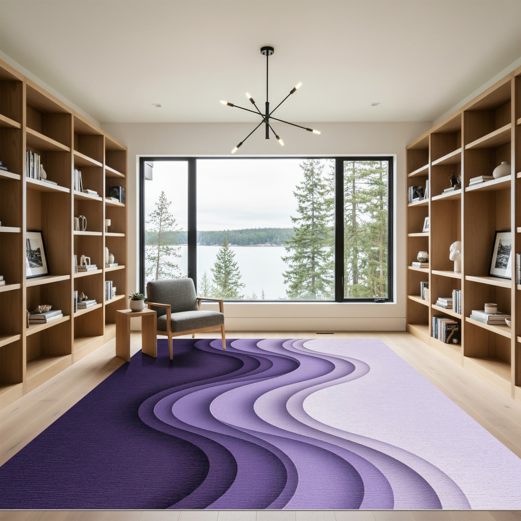 Amethyst Wavy Layers Abstract Rug