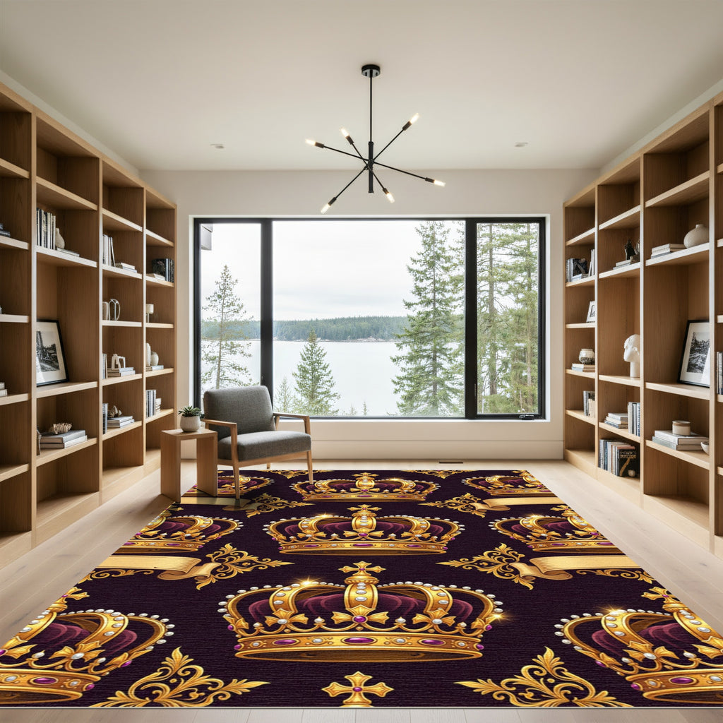 Royal Gold Purple Crown Heraldiclement Rug