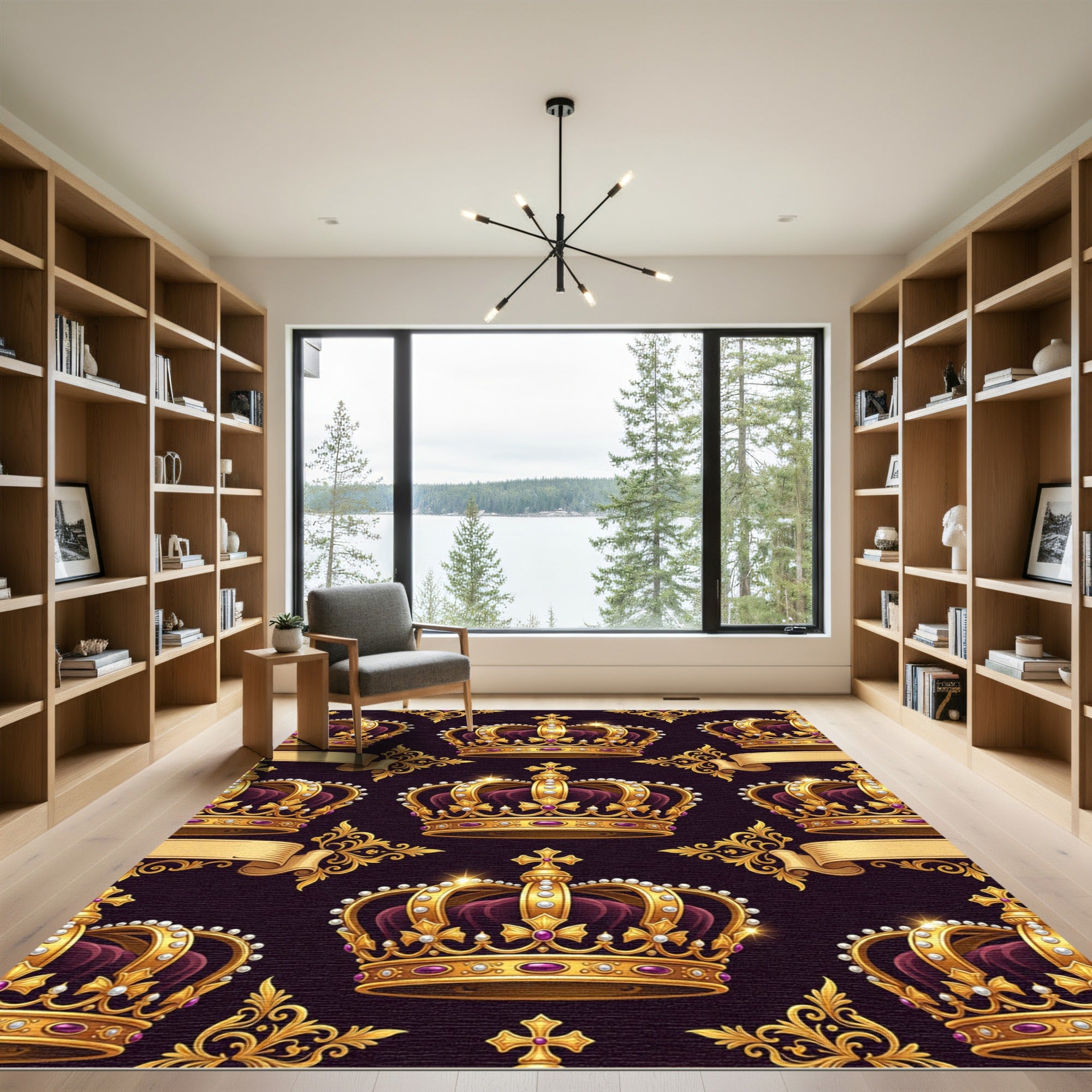 Royal Gold Purple Crown Heraldiclement Rug