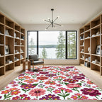 Pink Berry Floral Garden Rug