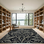 Elegant Silver Acanthus Scroll Relief Rug
