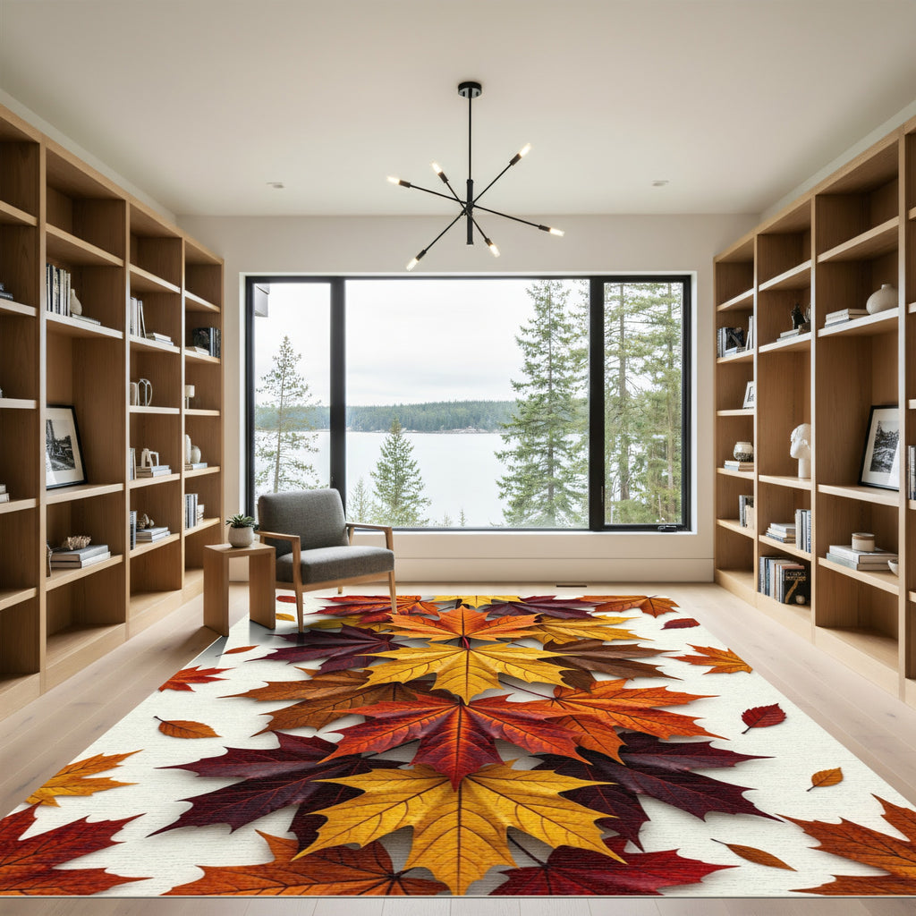 Vibrant Autumn Maple Leaf Cascade Rug