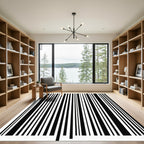 Minimalist Vertical Black and White Stripe Rug