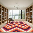 Retro Zigzag Chevron Orange Pink Rug