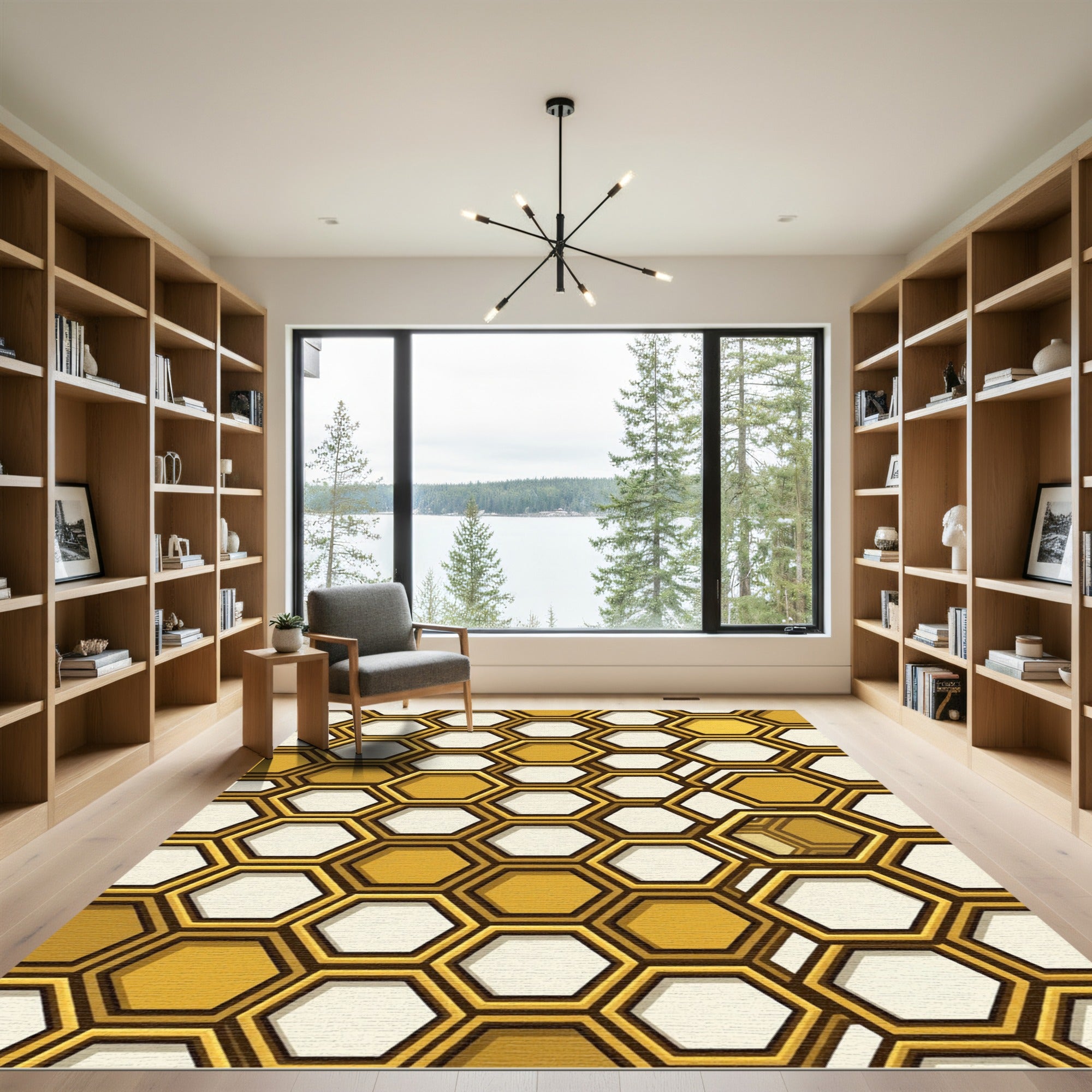 Golden Honeycomb Geometric Modern Decorative Rug