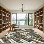 Woven Tan Wood Diagonal Weave Rug