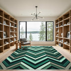 Deep Teal Zigzag Chevron Pattern Rug