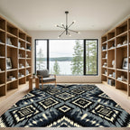 Black White Gray Diamond Ikat Rug