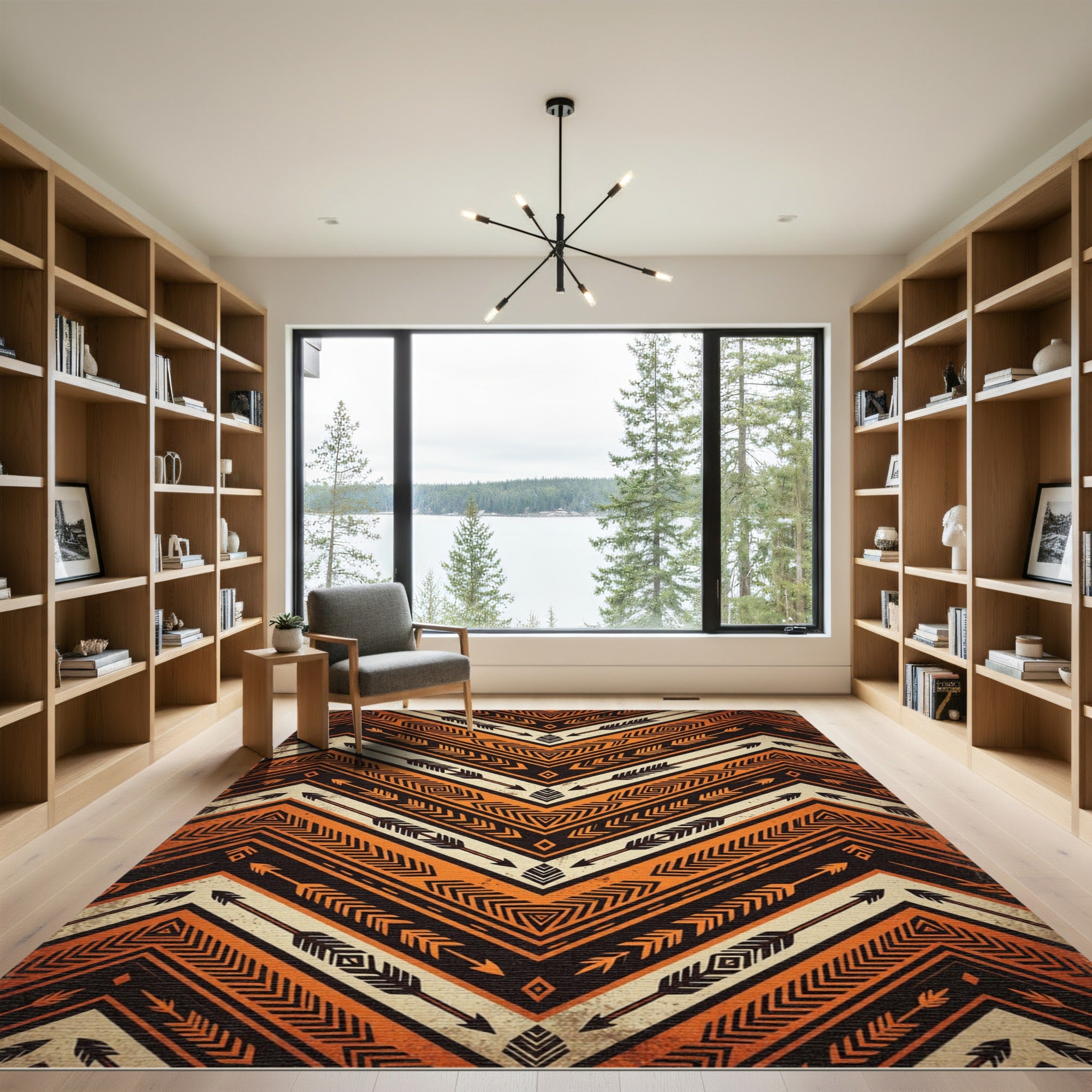 Bold Geometric Arrow Chevron Earthy Rug