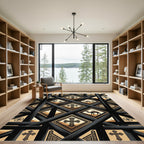 Black and Gold Desert Cross Lattice Rug
