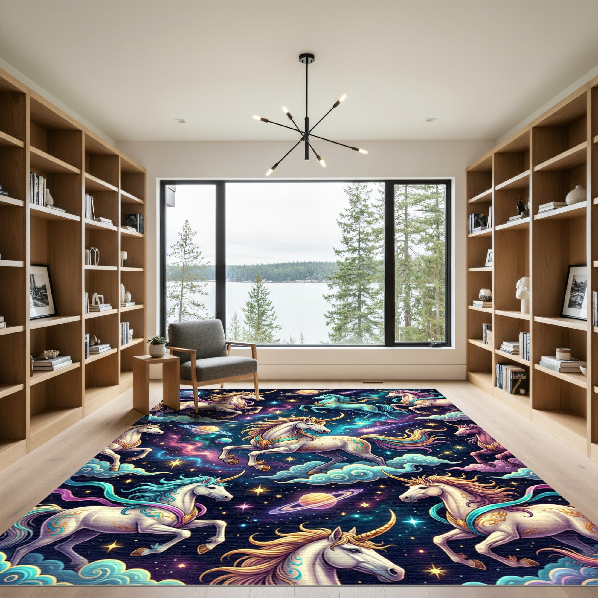 Whimsical Cosmic Unicorn Galaxy Celestial Rug
