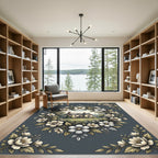 Botanical Wreath House Charcoal Floral Rug