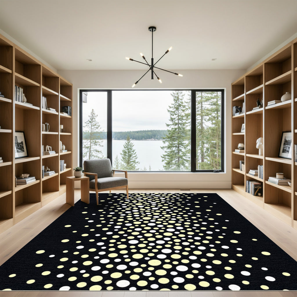 Cream White Gradated Circles Rug