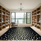 Cream White Gradated Circles Rug