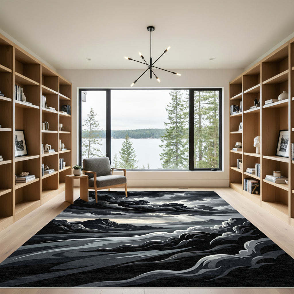 Dramatic Stormy Sky Mountain Vista Rug
