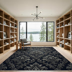 Ornate Shadow Scrollwork Damask Rug