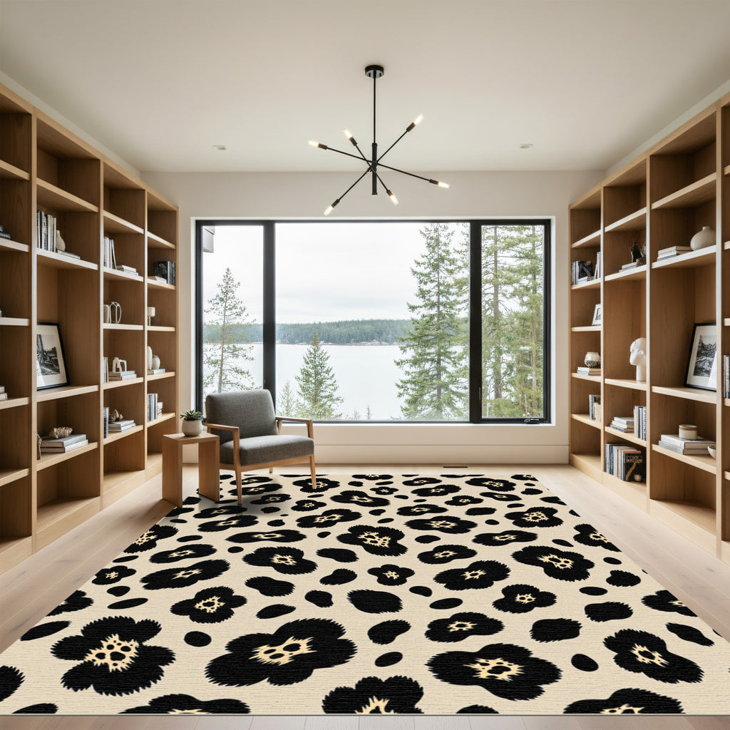 Black Tan Leopard Spot Rug