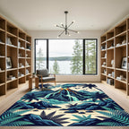 Volcanic Eruption Tropical Jungle Landscape Rug