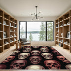 Gothic Beige and Brown Skull Mosaic Rug