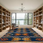Earthy Navy Geometric Arrow Stripe Rug