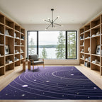 Celestial Night Sky Orbiting Planets Rug