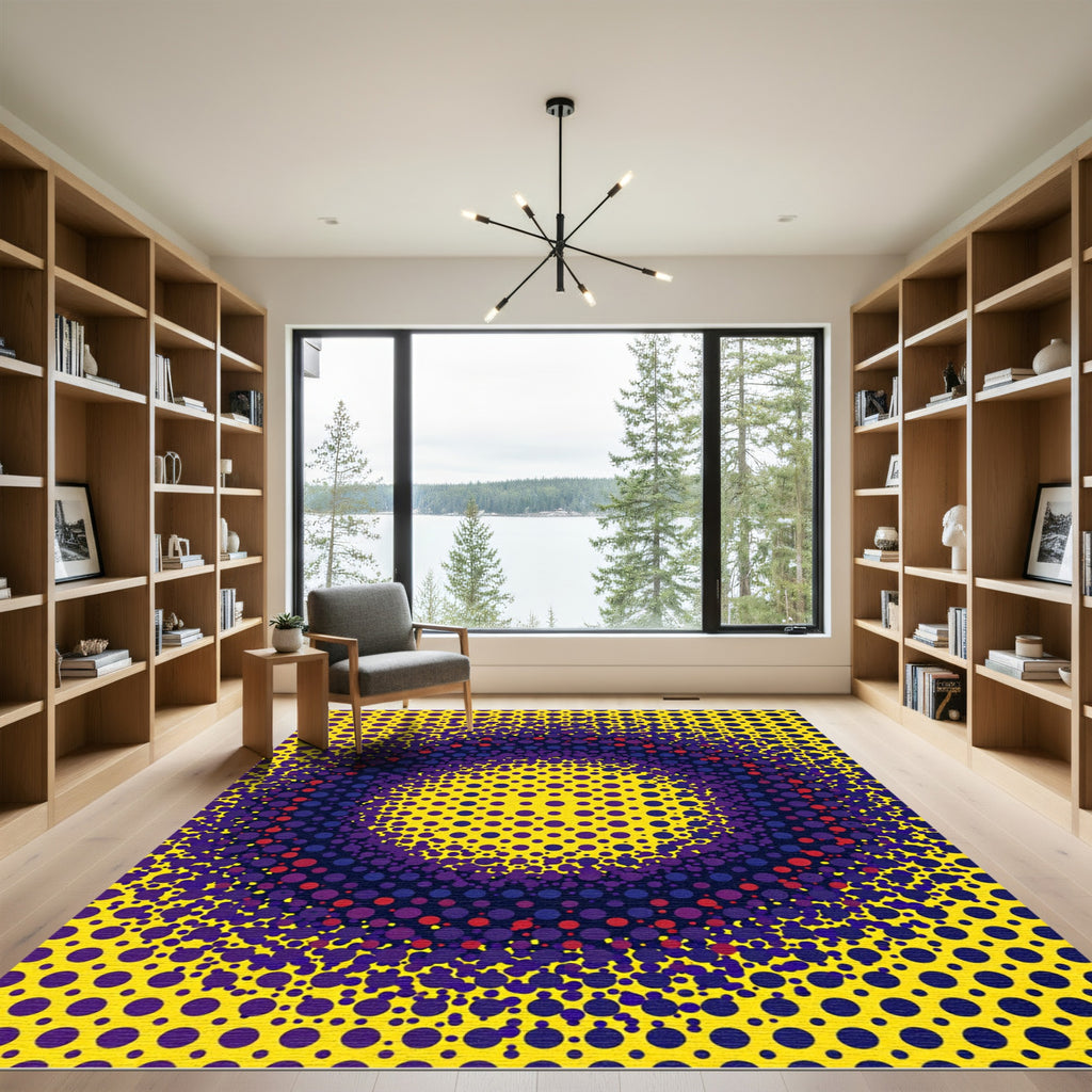 Vibrant Yellow Purple Dot Explosion Rug