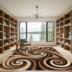 Brown Cream Swirl Abstract Rug