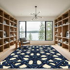 Deep Blue Nautical Knot Lattice Rug
