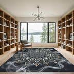 Smoky Charcoal Silver Mandala Medallion Rug