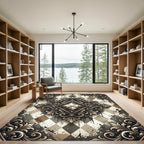 Ornate Gold Diamond Argyle Splatter Rug