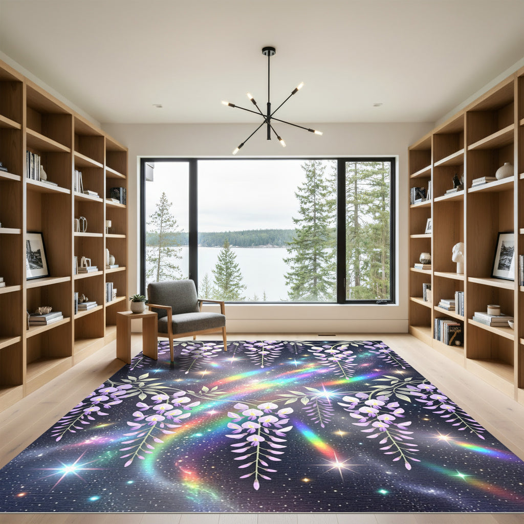 Ethereal Wisteria Galaxy Floral Nebula Rug
