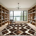 Chocolate Brown Geometric Diamond Layers Rug