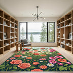 Vibrant Peach Rose Garden Meadow Rug