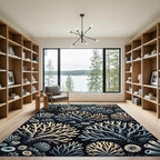 Marine Coral Branch Botanical Illustration Rug