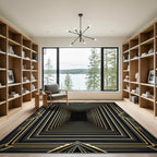 Modern Gold Black Geometric Tunnel Rug