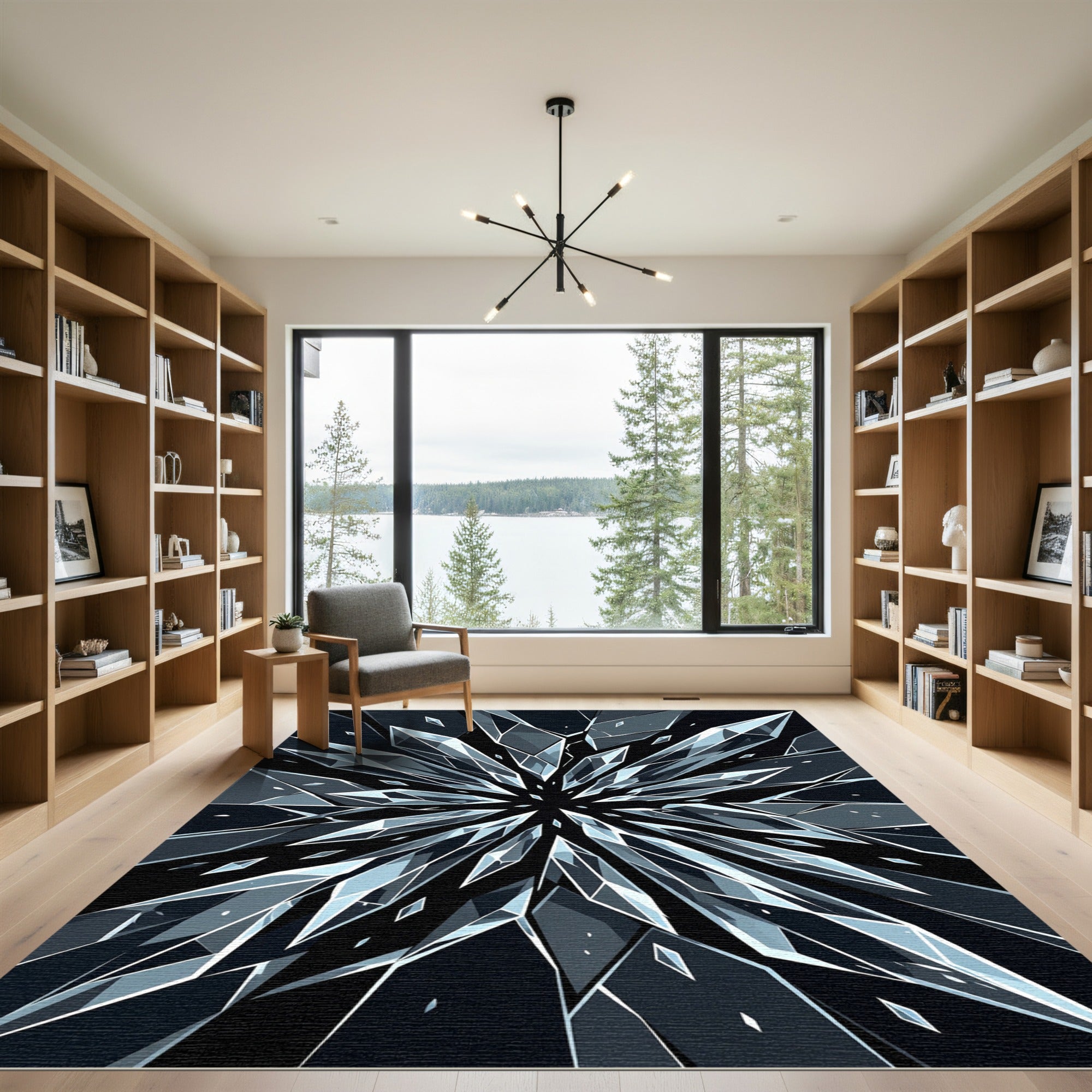 Modern Dark Crystal Starburst Rug