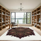 Elegant Crimson Gold Floral Medallion Rug