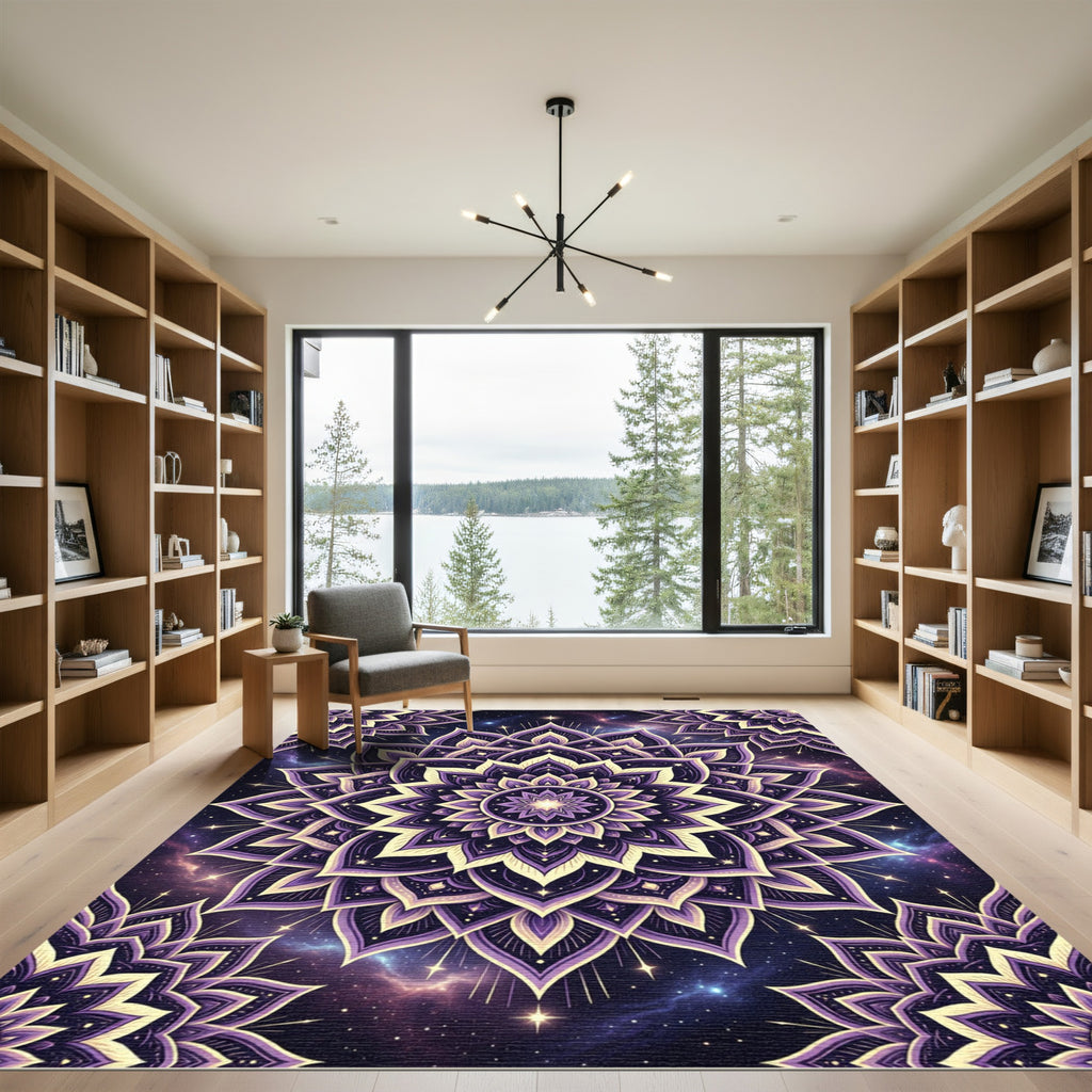 Cosmic Purple Star Mandala Rug