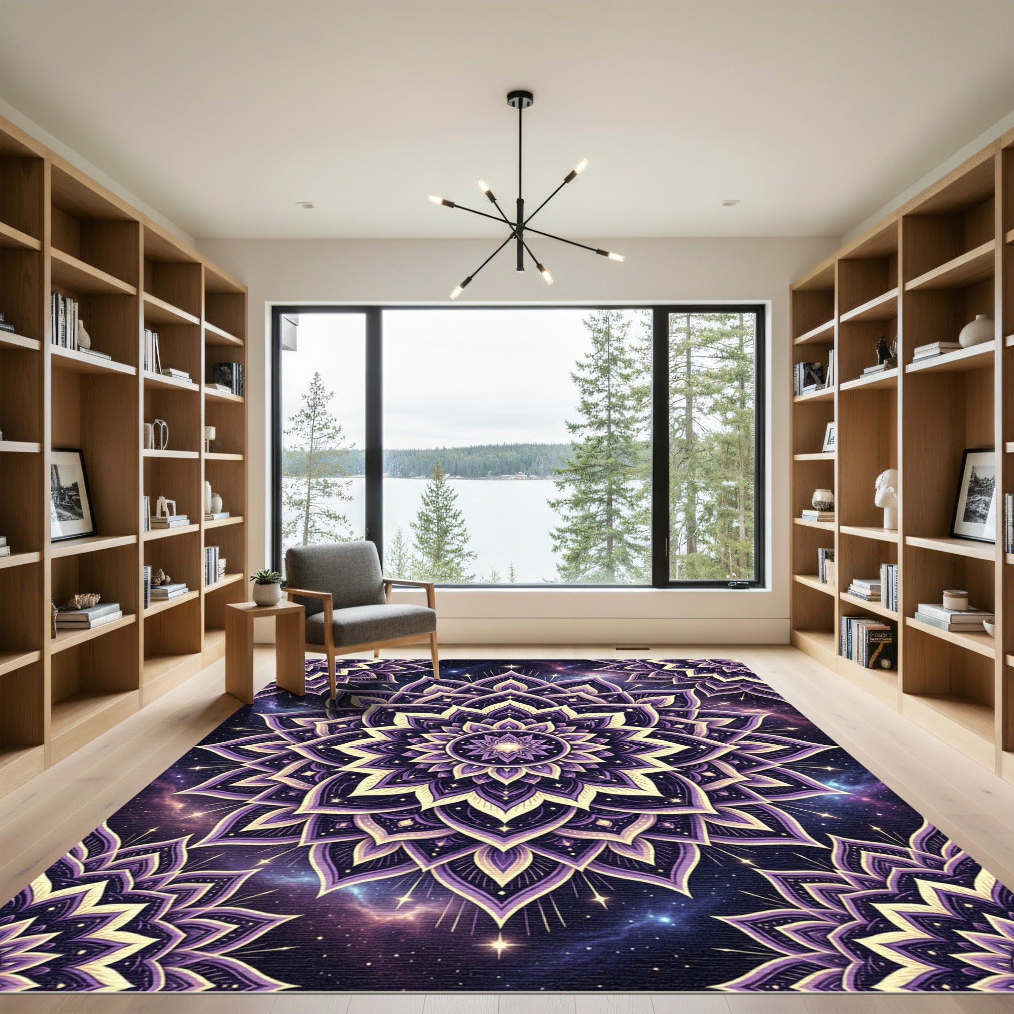 Cosmic Purple Star Mandala Rug