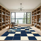 Coastal Navy Checkerboard Ocean Vista Rug