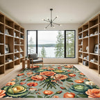 Peach Roses Cabbage Floral Arrangement Rug