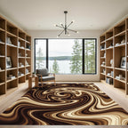 Brown Swirling Marble Abstract Rug