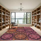 Warm Paisley Floral Medallion Squares Rug
