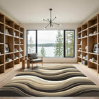 Modern Neutral Flowing Abstract Wave Rug